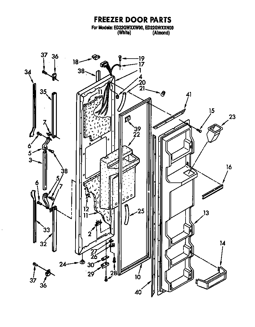 Whirlpool ED22GWXXN00 freezer door diagram