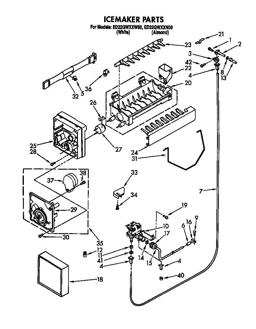 Whirlpool ED22GWXXN00 icemaker diagram