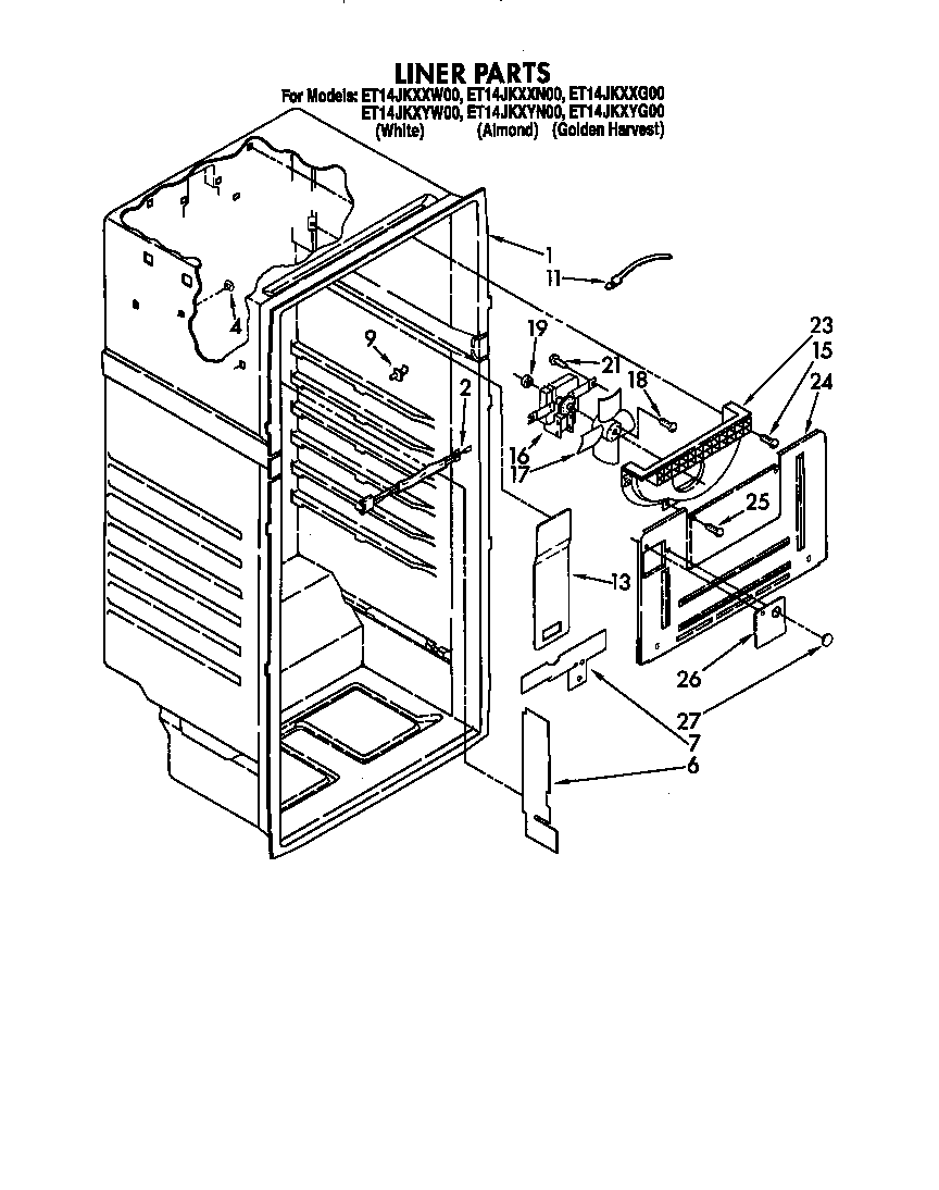 Whirlpool ET14JKYXG00 liner diagram