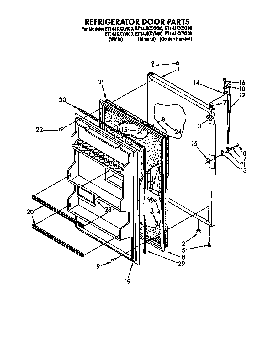 Whirlpool ET14JKYXG00 refrigerator door diagram