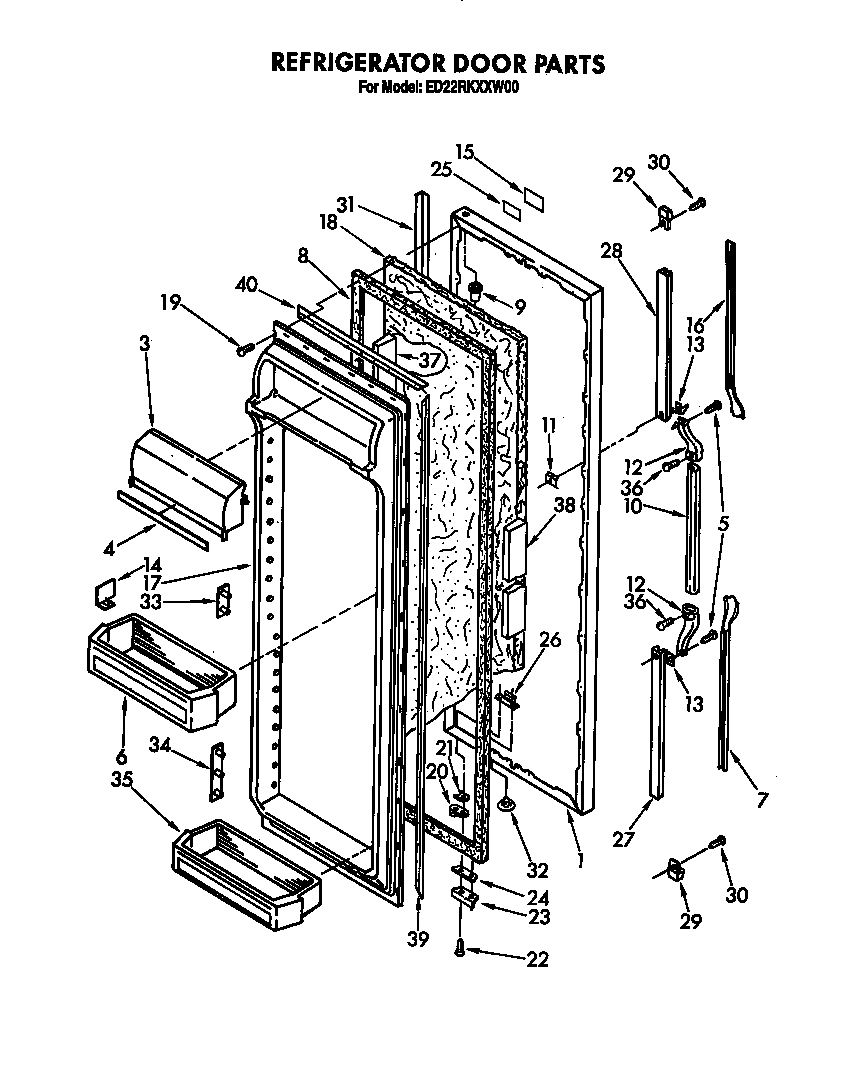 Whirlpool 8ED22RKXXW00 refrigerator door diagram