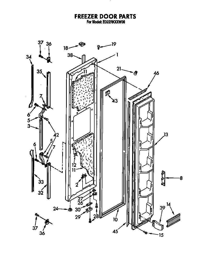Whirlpool 8ED22RKXXW00 freezer door diagram