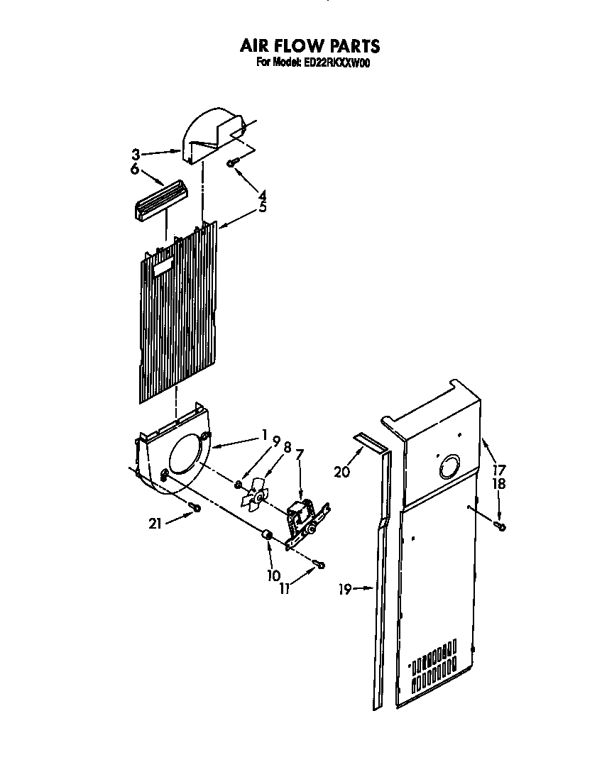 Whirlpool 8ED22RKXXW00 air flow diagram