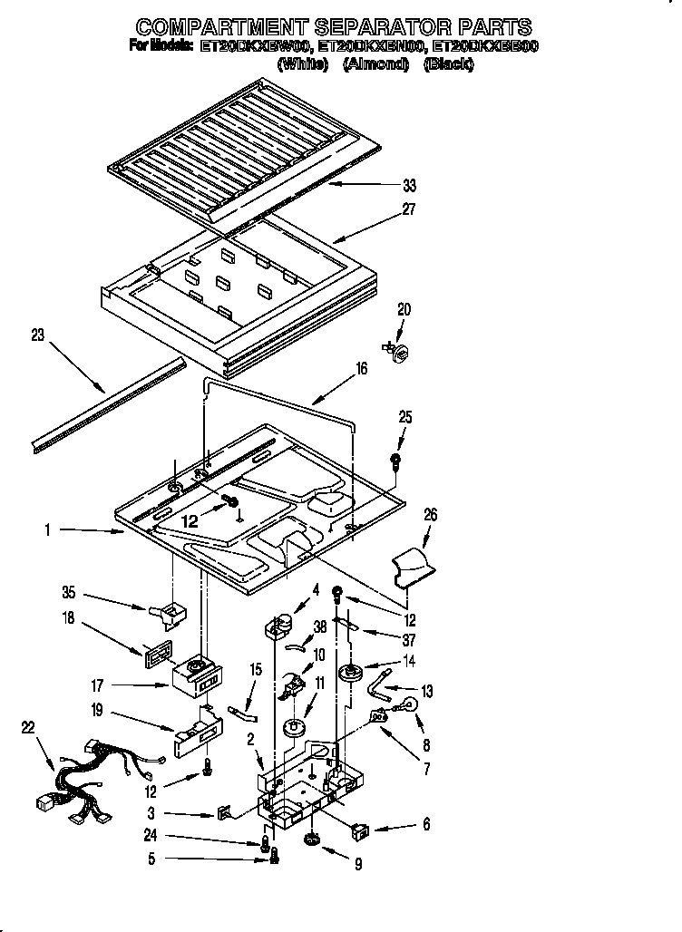 KitchenAid ET20DKXBN00 compartment separator diagram