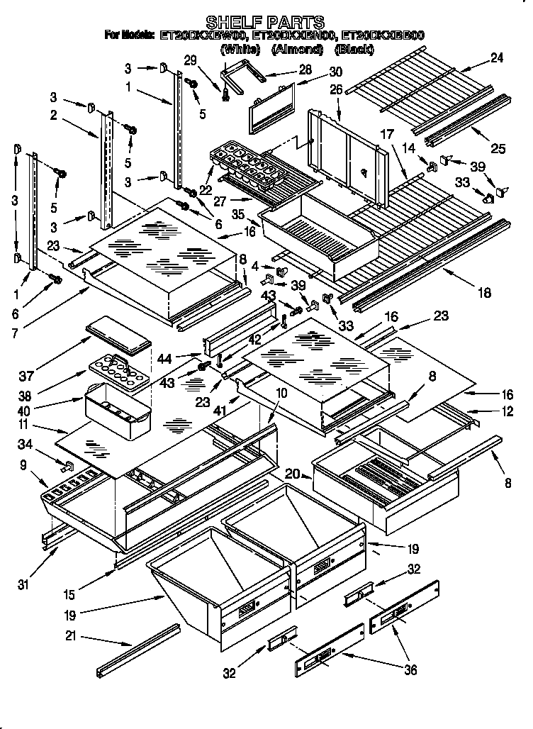 KitchenAid ET20DKXBN00 shelf diagram