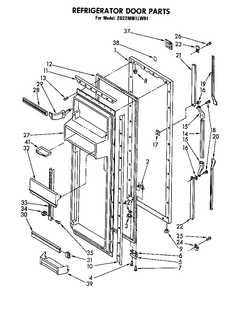 Whirlpool ED22MM1LWR1 refrigerator door diagram