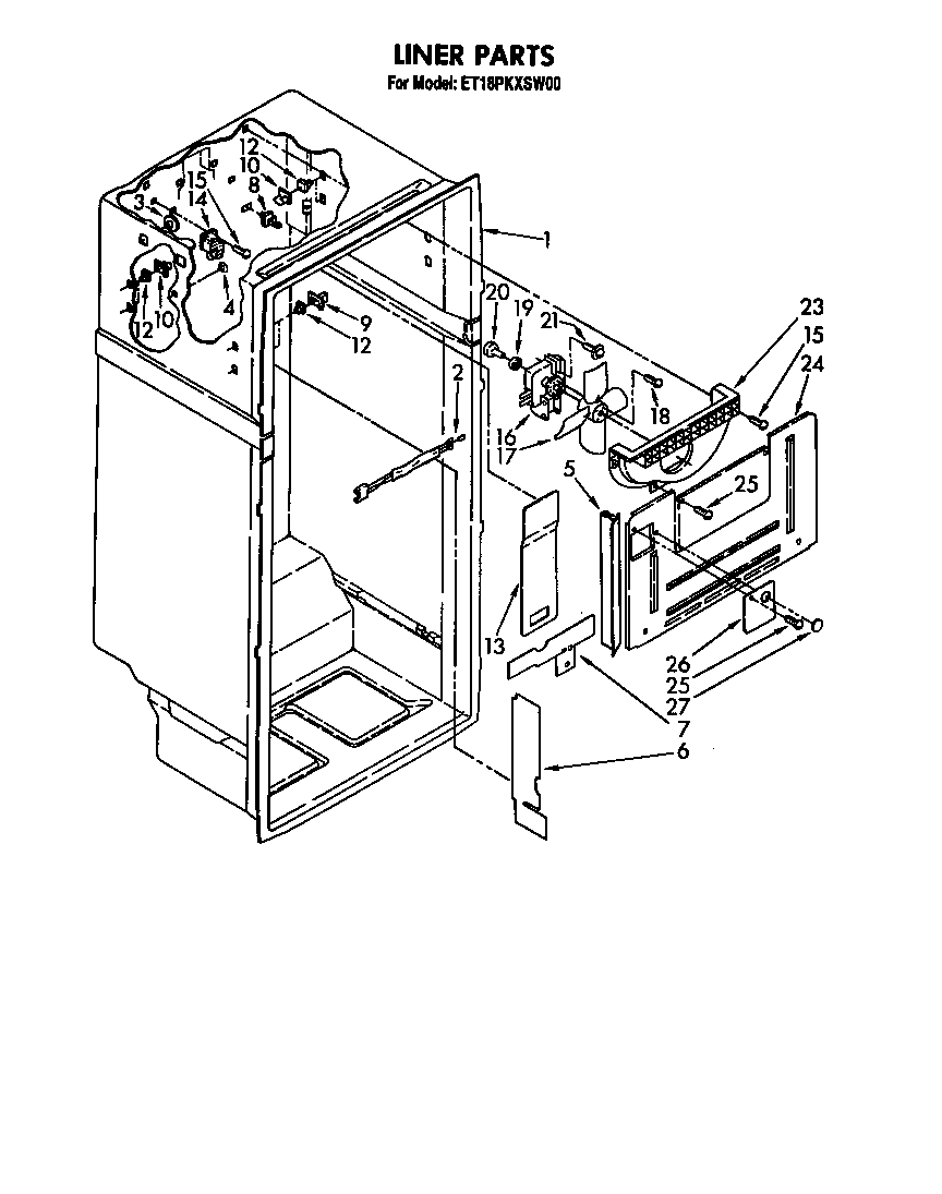 Whirlpool ET18PKXSW00 liner diagram