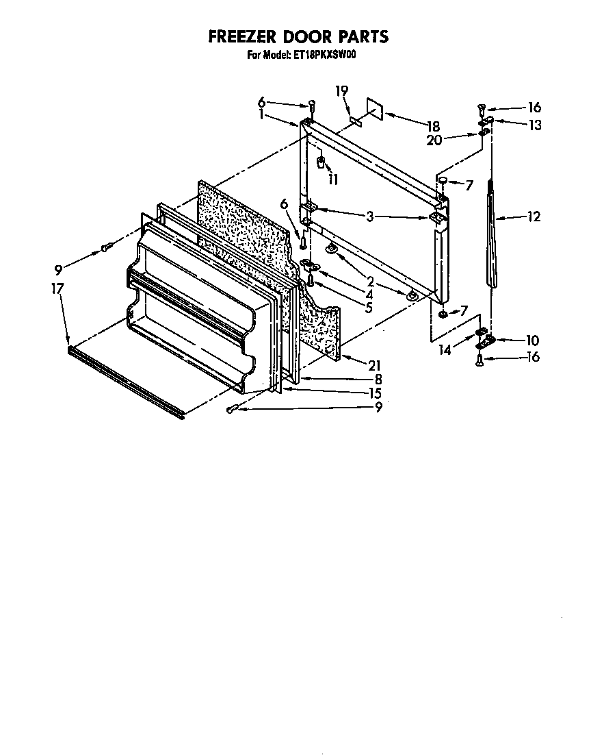 Whirlpool ET18PKXSW00 freezer door diagram