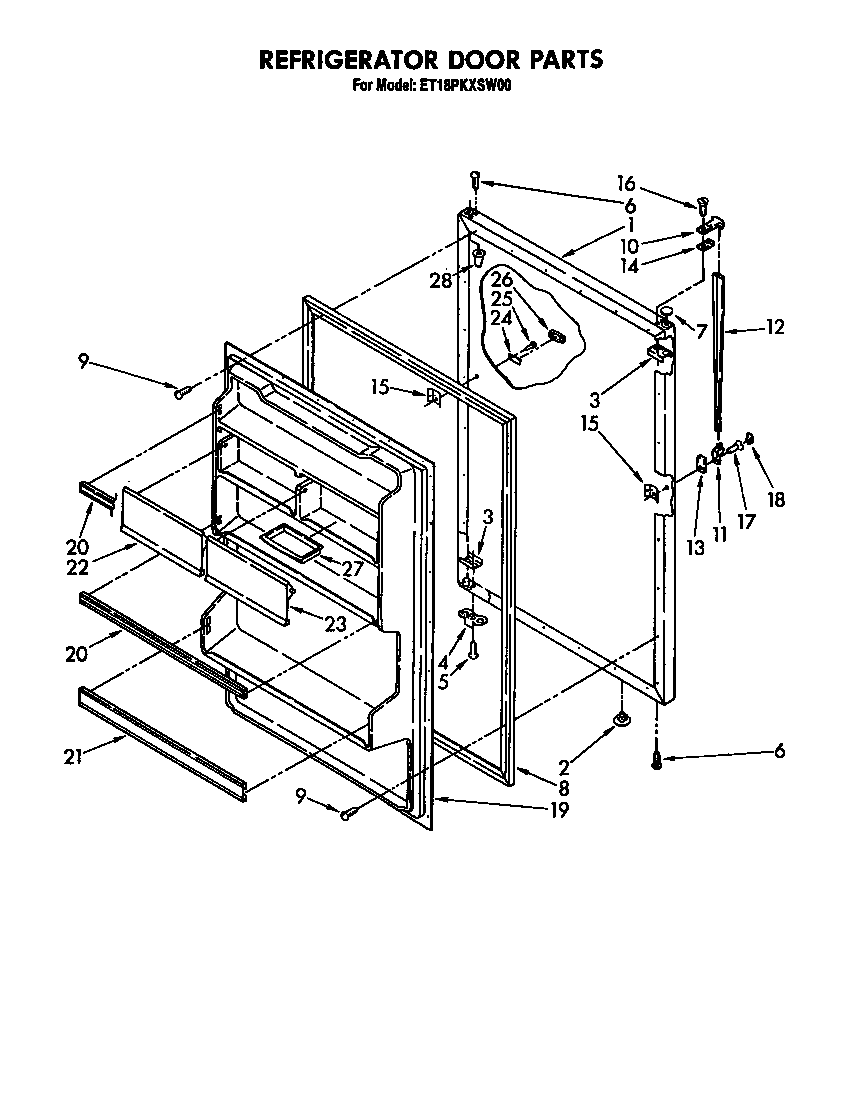 Whirlpool ET18PKXSW00 refrigerator door diagram