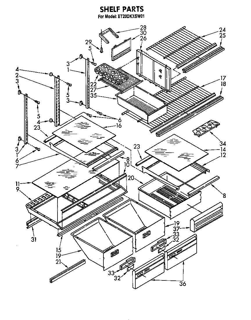 Whirlpool ET20DKXSW01 shelf diagram