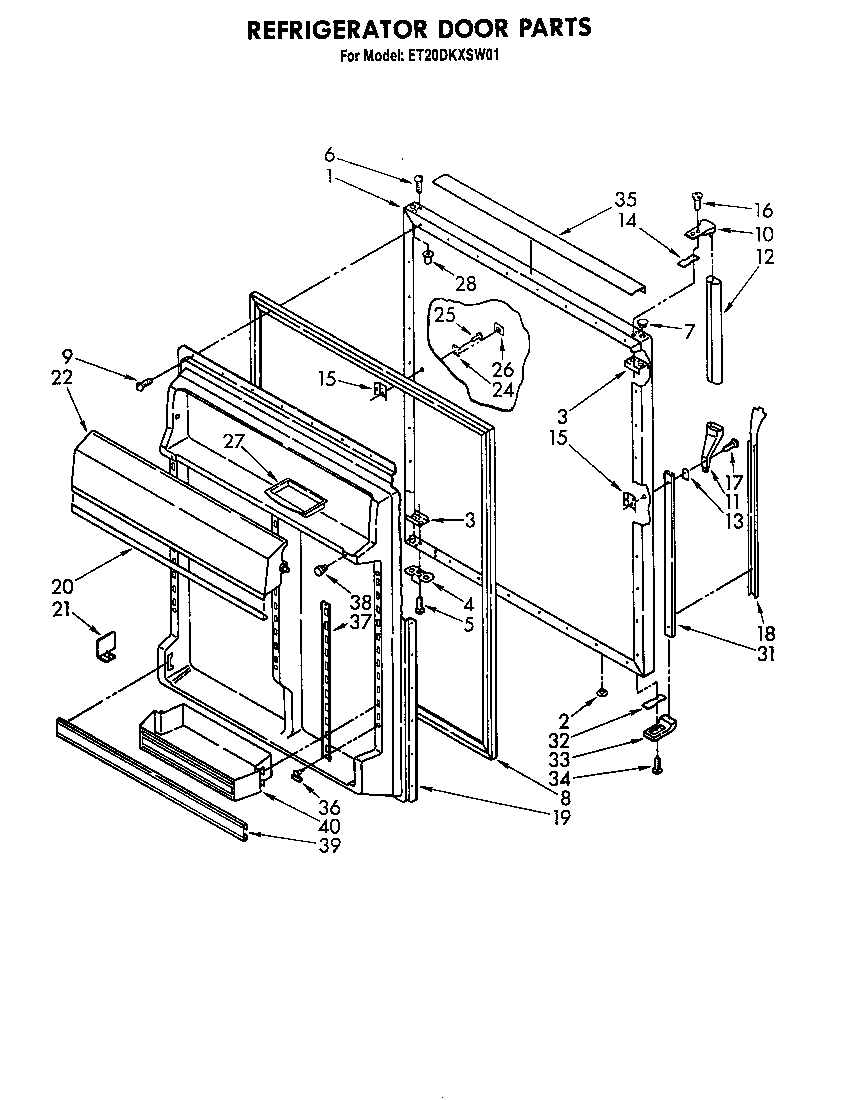 Whirlpool ET20DKXSW01 refrigerator door diagram