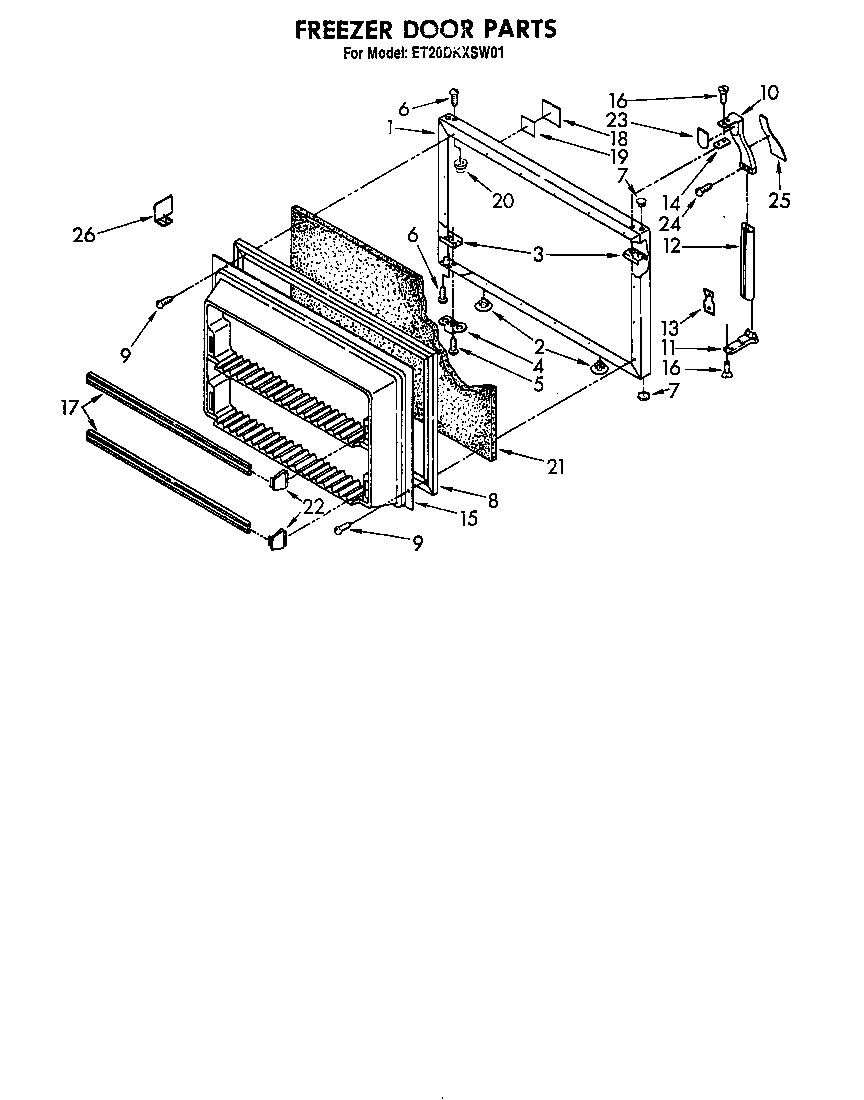 Whirlpool ET20DKXSW01 freezer door diagram