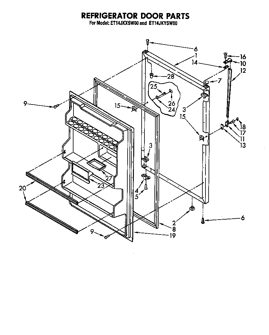 Whirlpool ET14JKYSW00 refrigerator door diagram