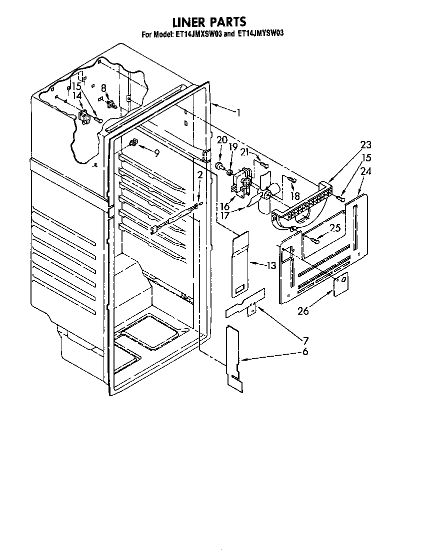 Whirlpool ET14JMYSG03 liner diagram