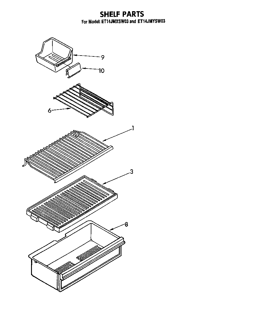 Whirlpool ET14JMYSG03 shelf diagram