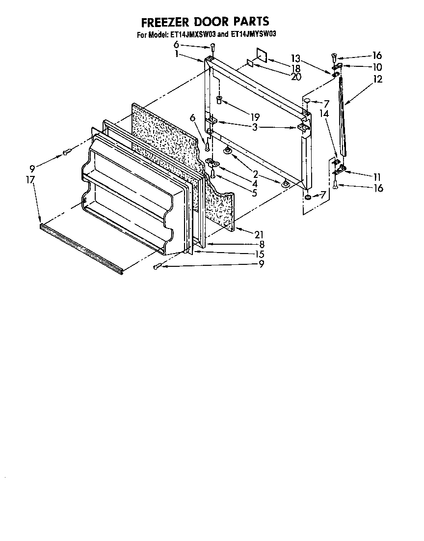 Whirlpool ET14JMYSG03 freezer door diagram