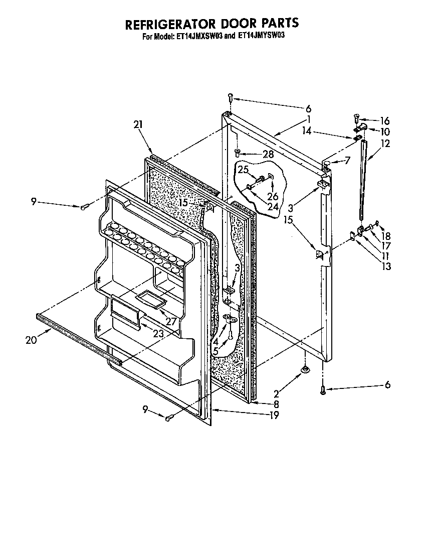 Whirlpool ET14JMYSG03 refrigerator door diagram