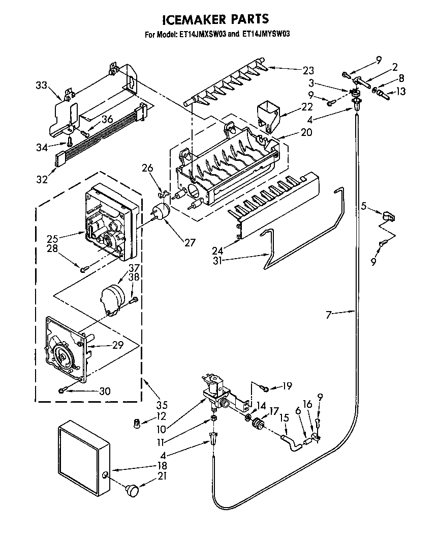 Whirlpool ET14JMYSG03 icemaker diagram