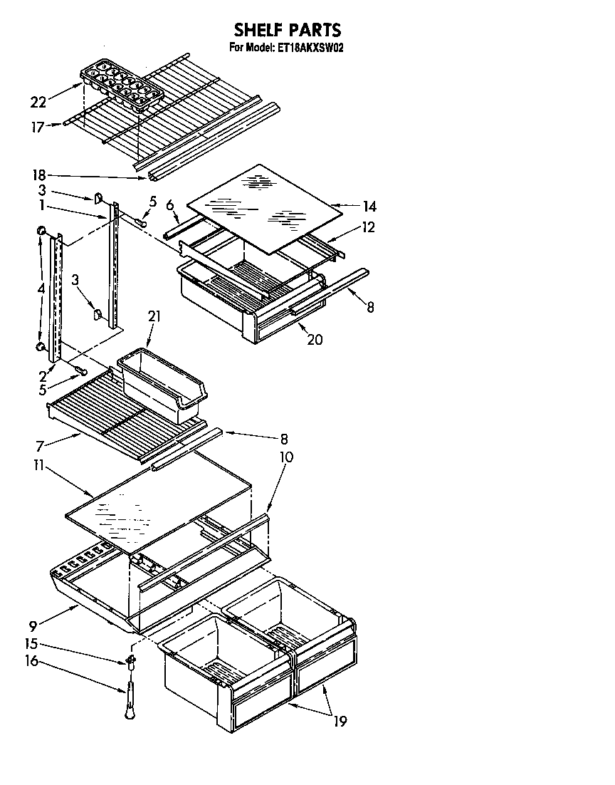Whirlpool ET18AKXSW02 shelf diagram