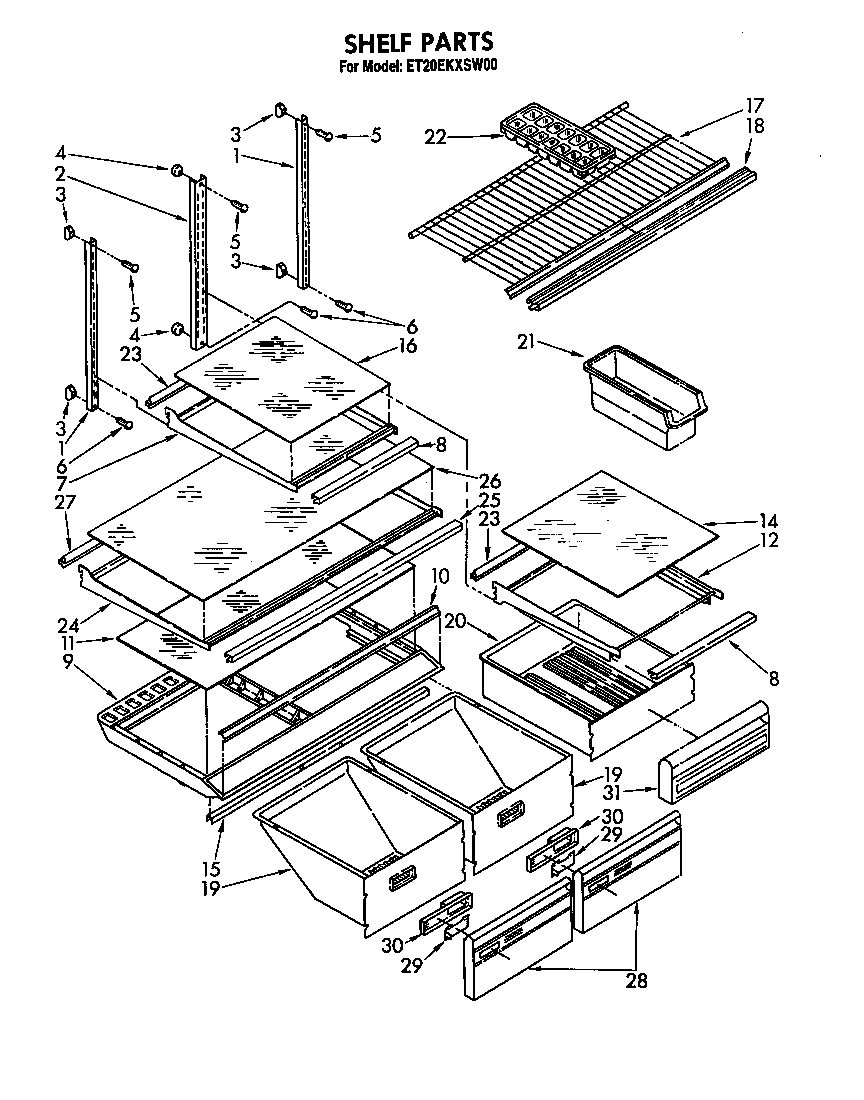 Whirlpool ET20EKXSW00 shelf diagram