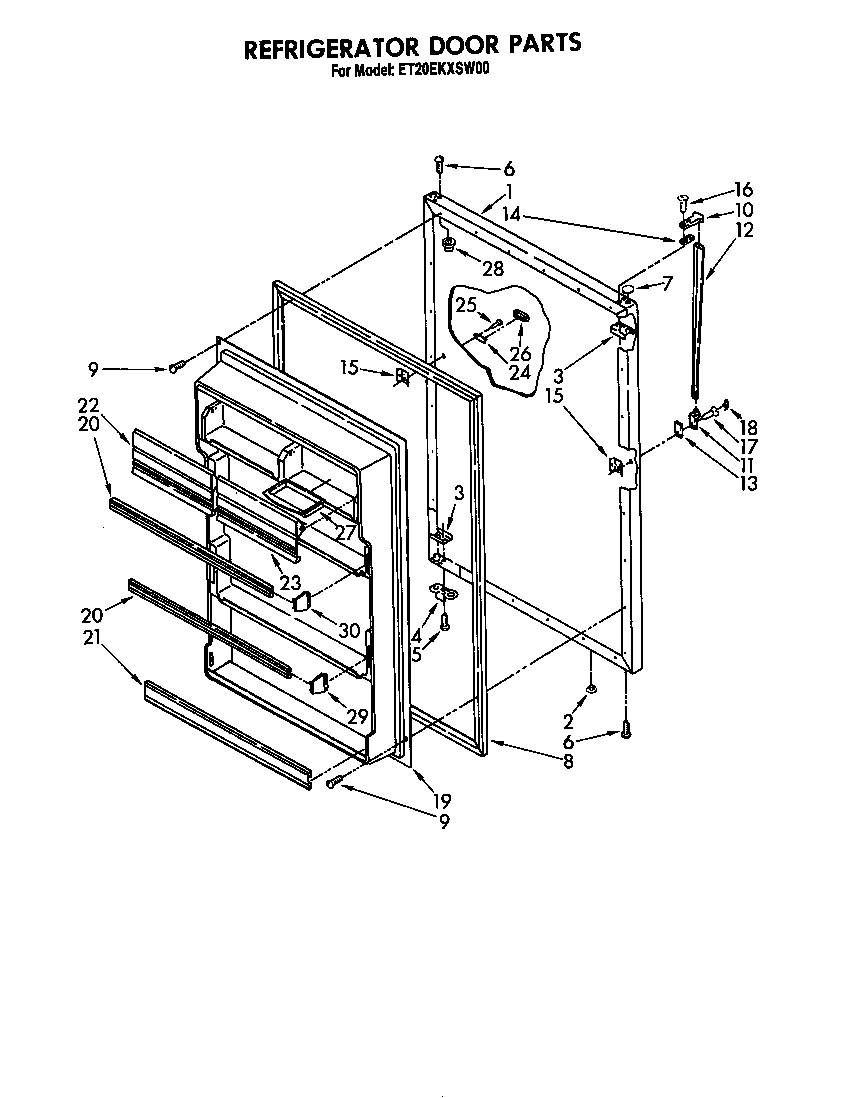 Whirlpool ET20EKXSW00 refrigerator door diagram