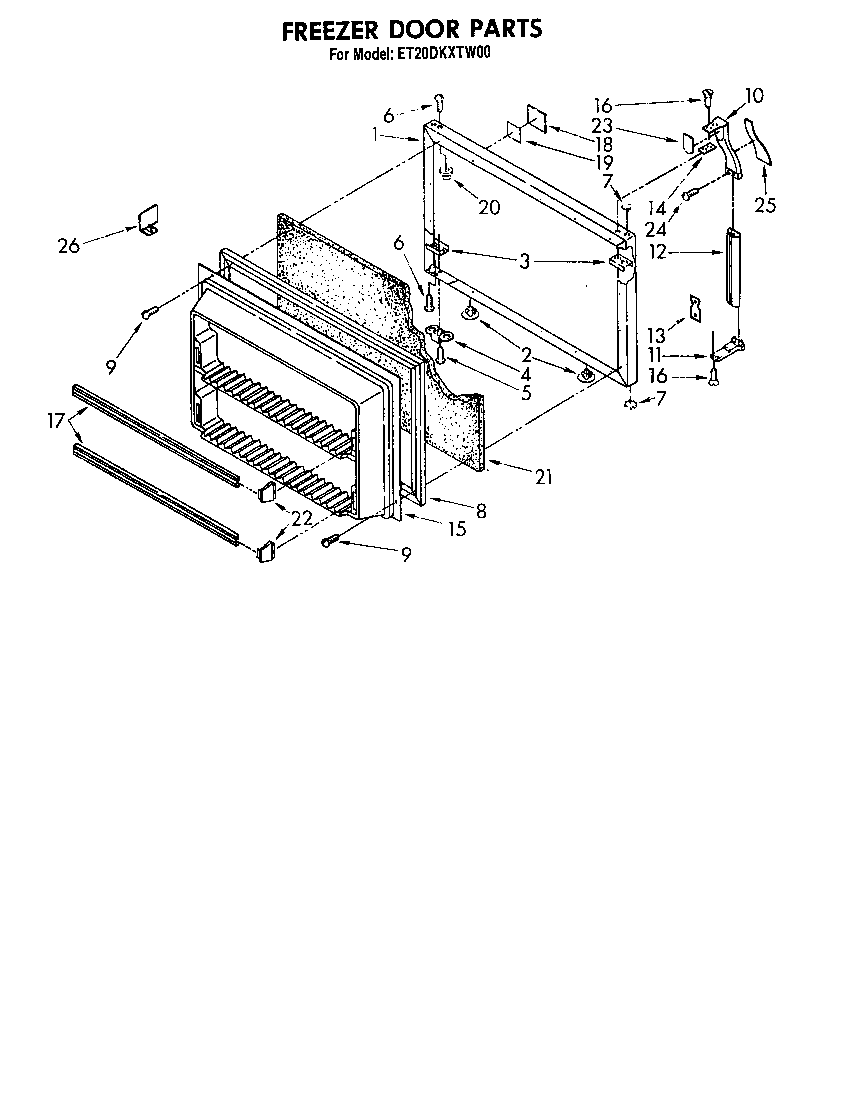 Whirlpool ET20DKXTG00 freezer door diagram