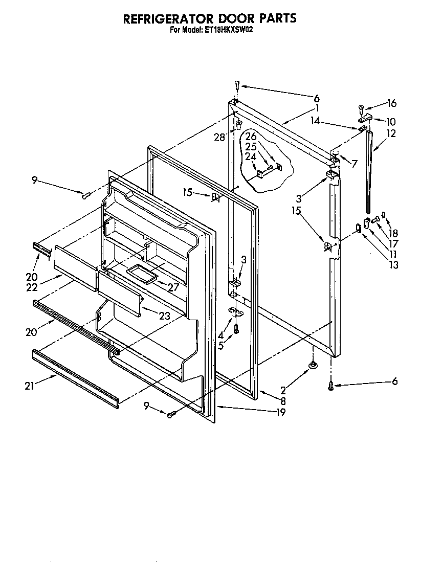 Whirlpool ET18HKXSW02 refrigerator door diagram