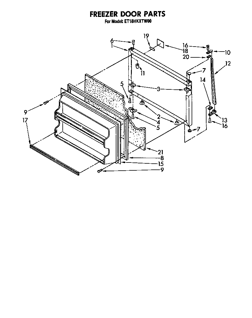 Whirlpool ET18HKXTG00 freezer door diagram