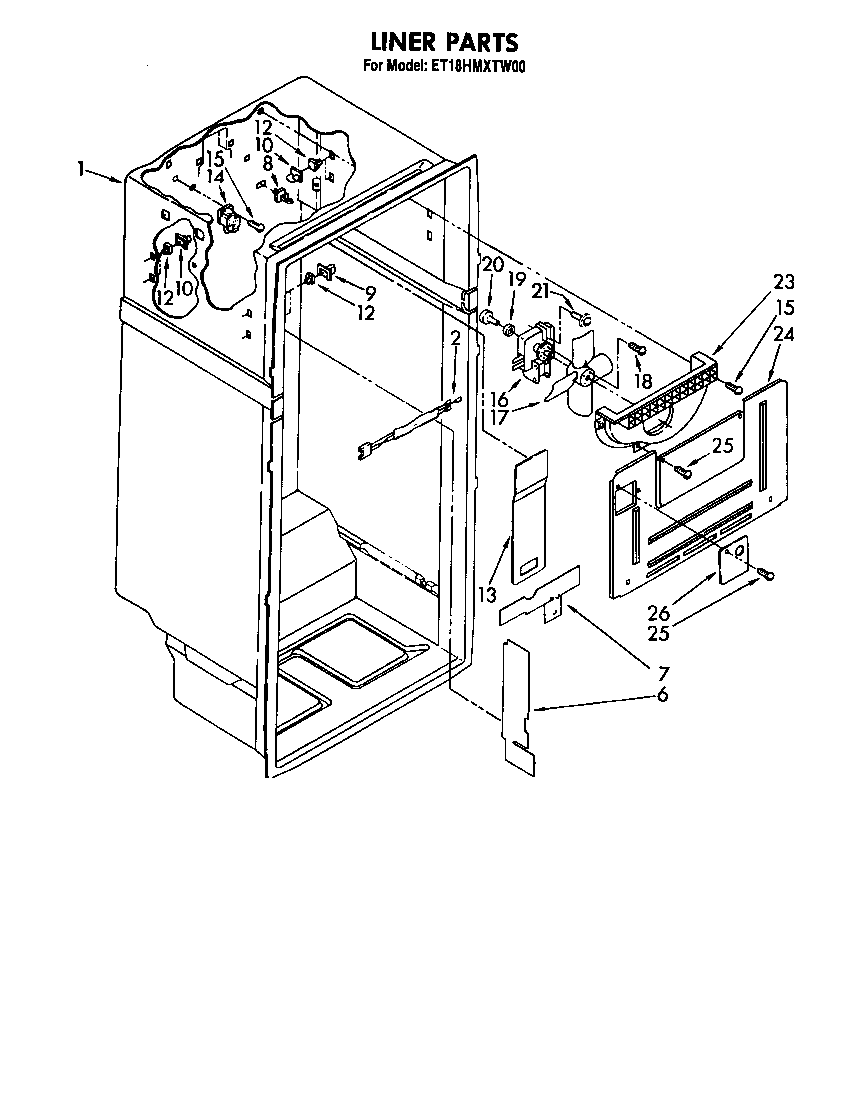 Whirlpool ET18HMXTF00 liner diagram