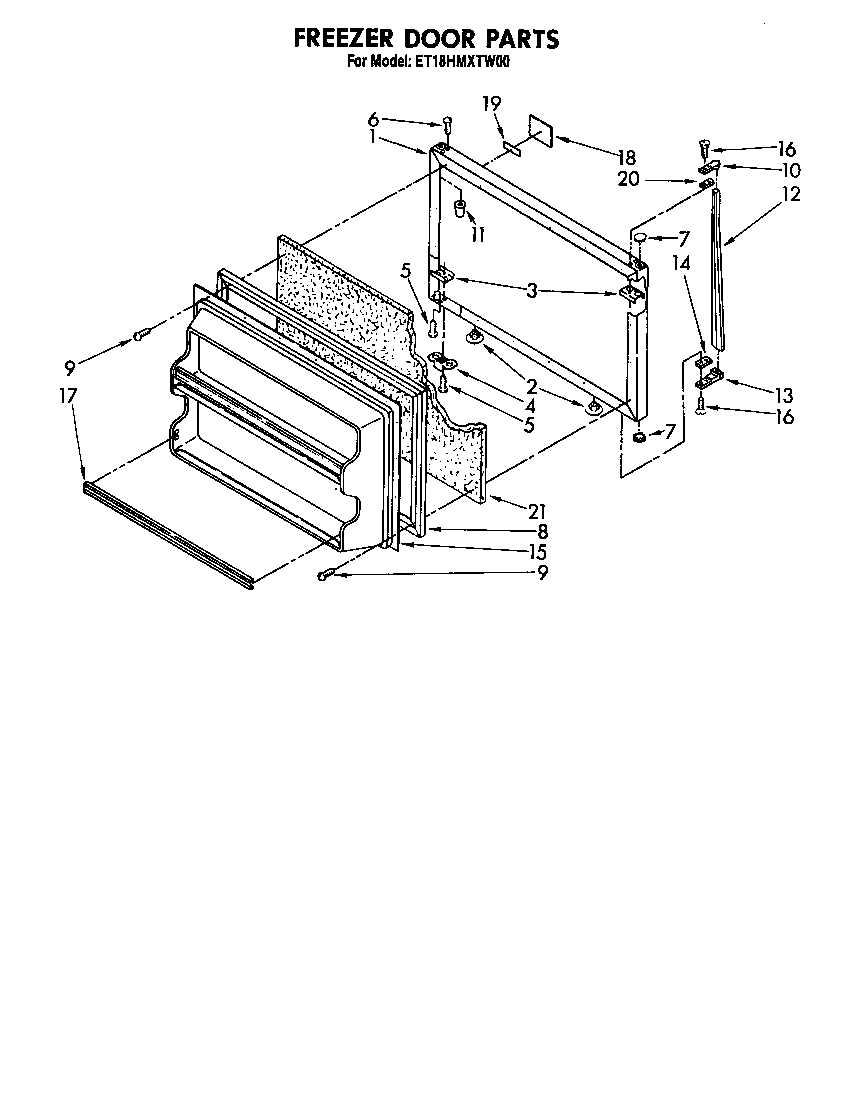 Whirlpool ET18HMXTF00 freezer door diagram