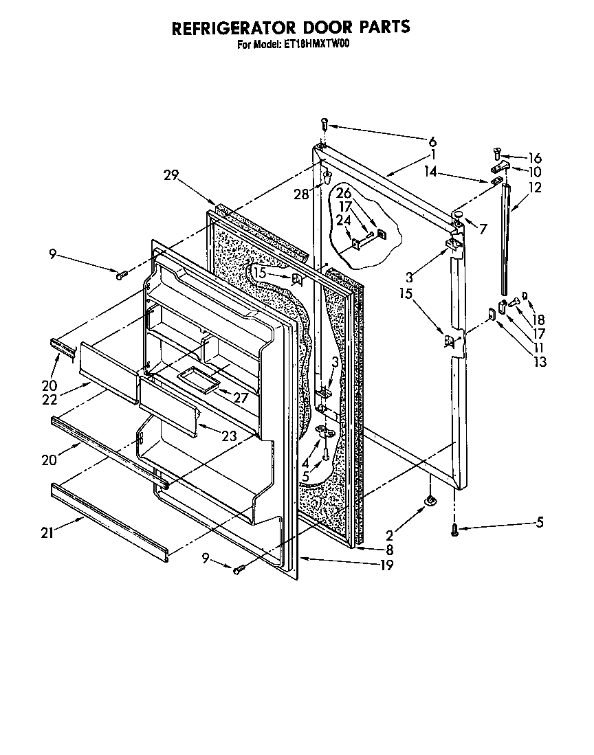 Whirlpool ET18HMXTF00 refrigerator door diagram