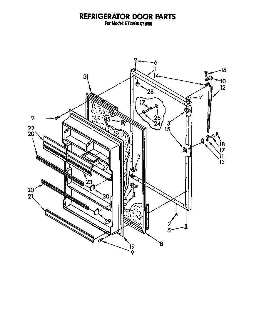 Whirlpool ET20GKXTN00 refrigerator door diagram