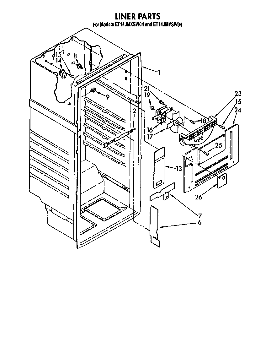 Whirlpool ET14JMYSW04 liner diagram
