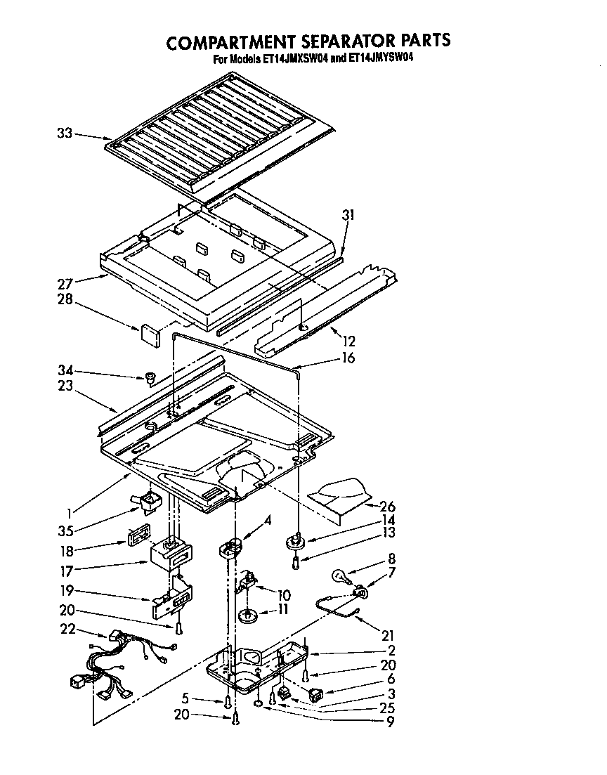 Whirlpool ET14JMYSW04 compartment separator diagram