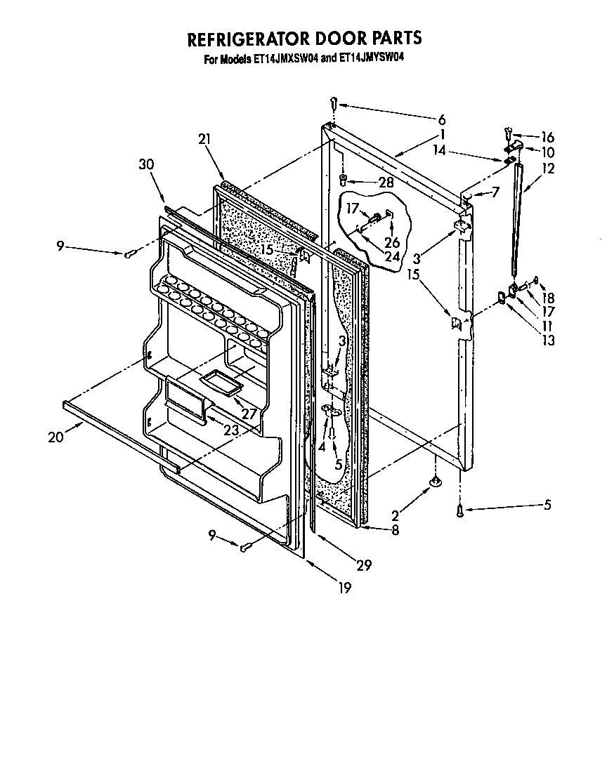 Whirlpool ET14JMYSW04 refrigerator door diagram