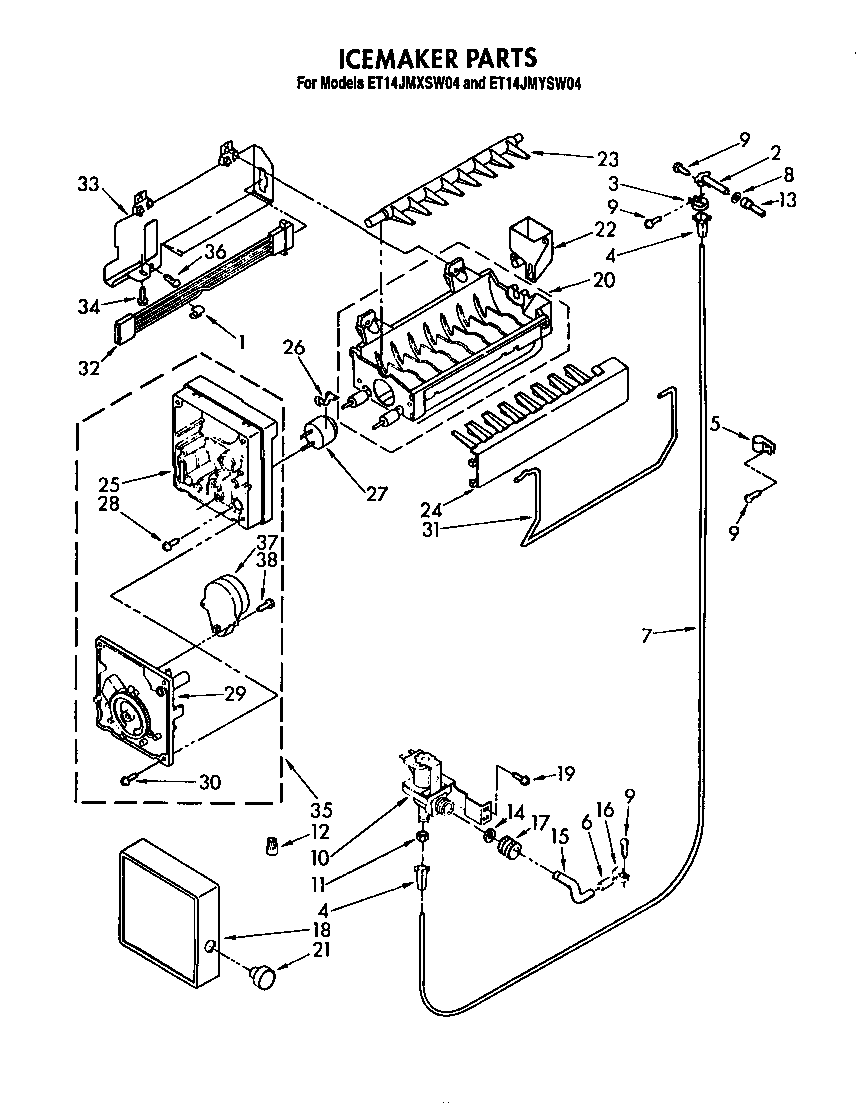 Whirlpool ET14JMYSW04 icemaker diagram
