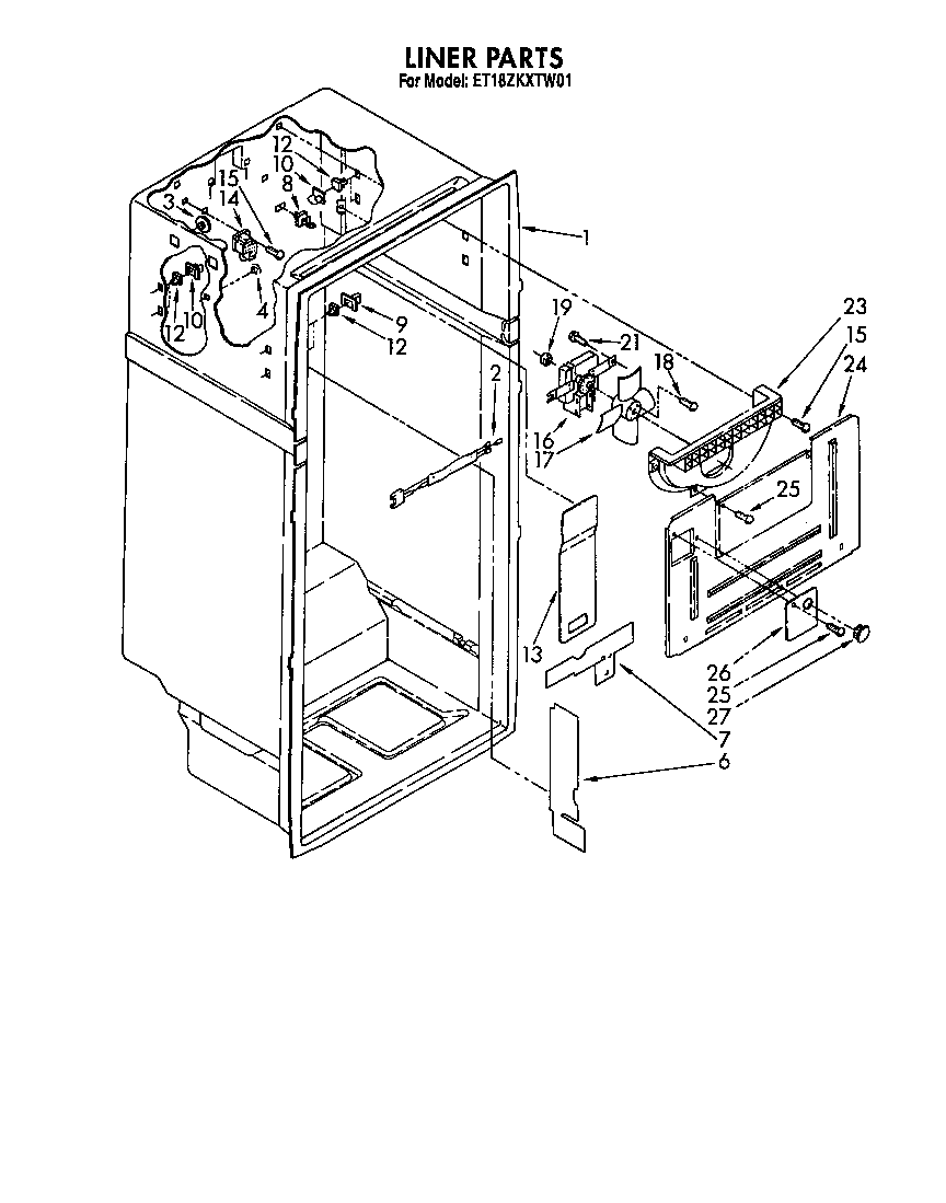 Whirlpool ET18ZKXTF01 liner diagram