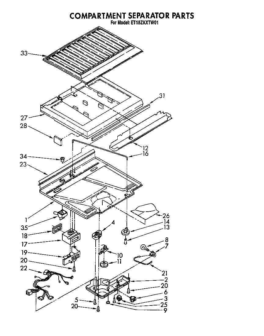 Whirlpool ET18ZKXTF01 compartment separator diagram