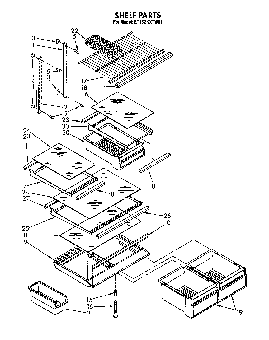 Whirlpool ET18ZKXTF01 shelf diagram