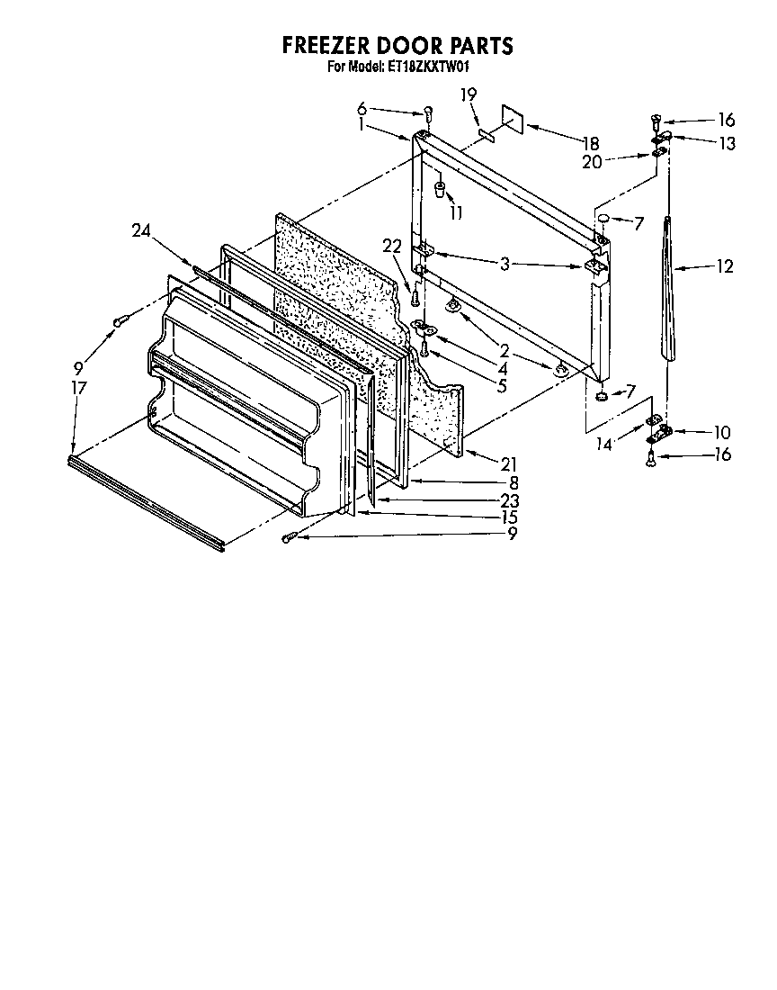Whirlpool ET18ZKXTF01 freezer door diagram