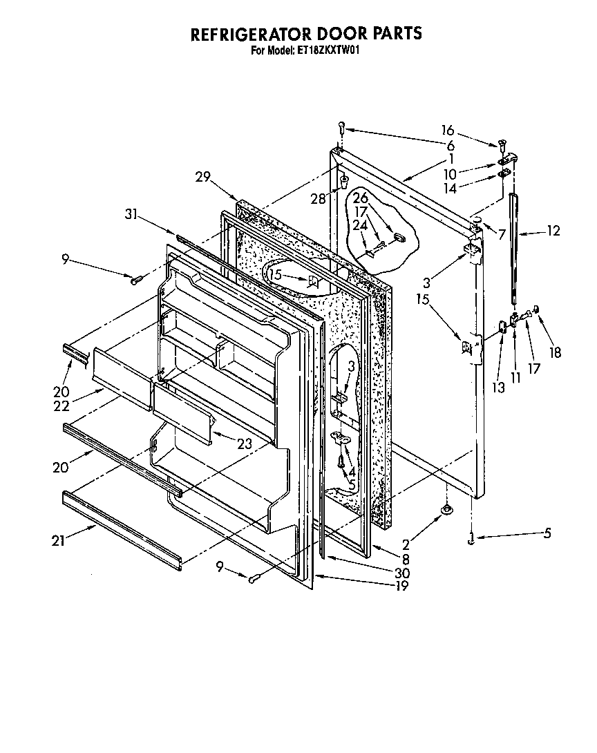 Whirlpool ET18ZKXTF01 refrigerator door diagram