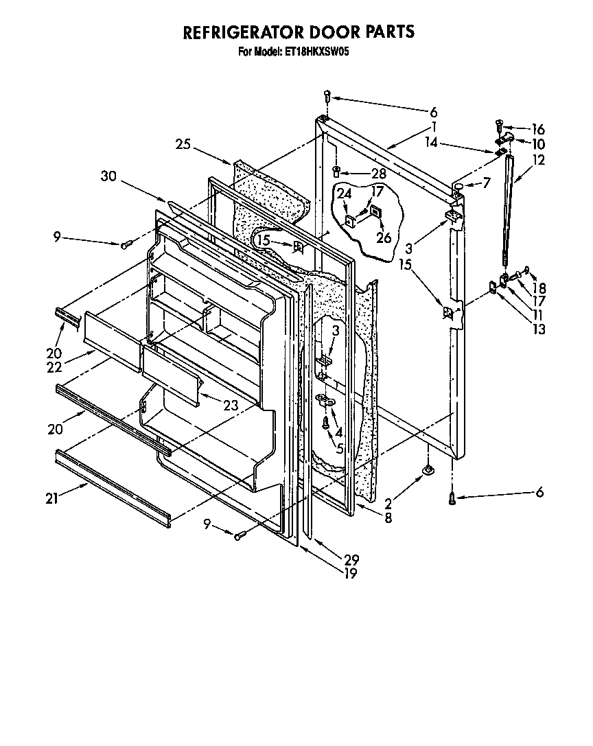 Whirlpool ET18HKXSW05 refrigerator door diagram
