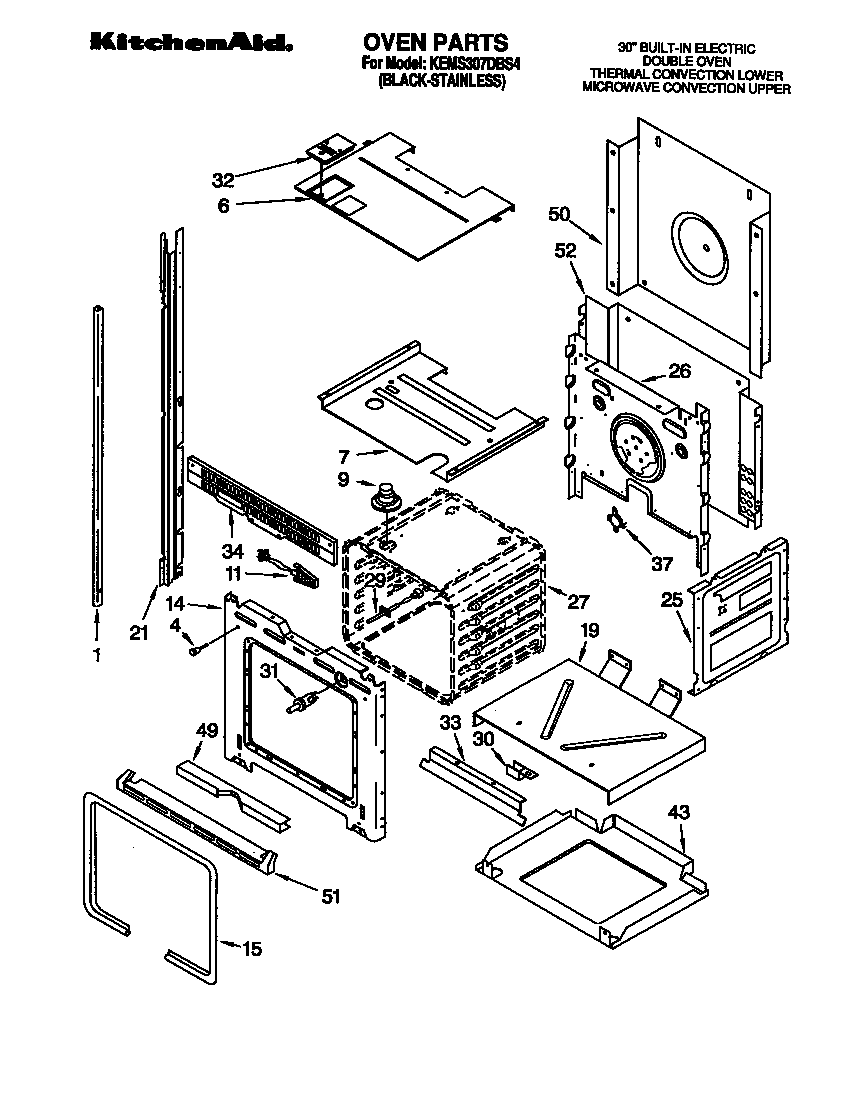 KitchenAid KEMS307DBS4 front cover diagram