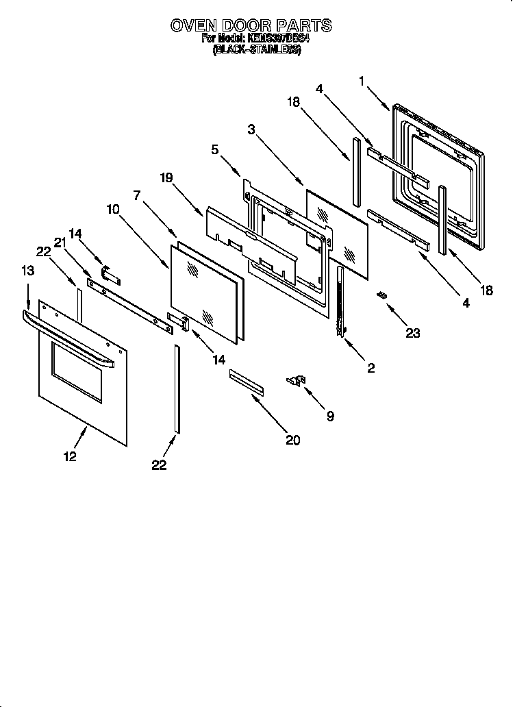 KitchenAid KEMS307DBS4 oven door diagram