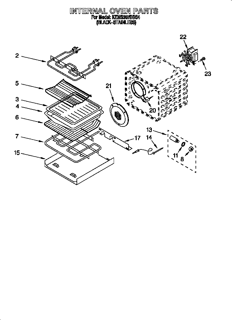 KitchenAid KEMS307DBS4 internal oven diagram