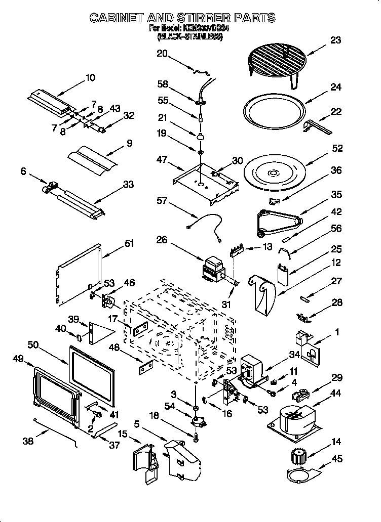 KitchenAid KEMS307DBS4 cabinet and stirrer diagram
