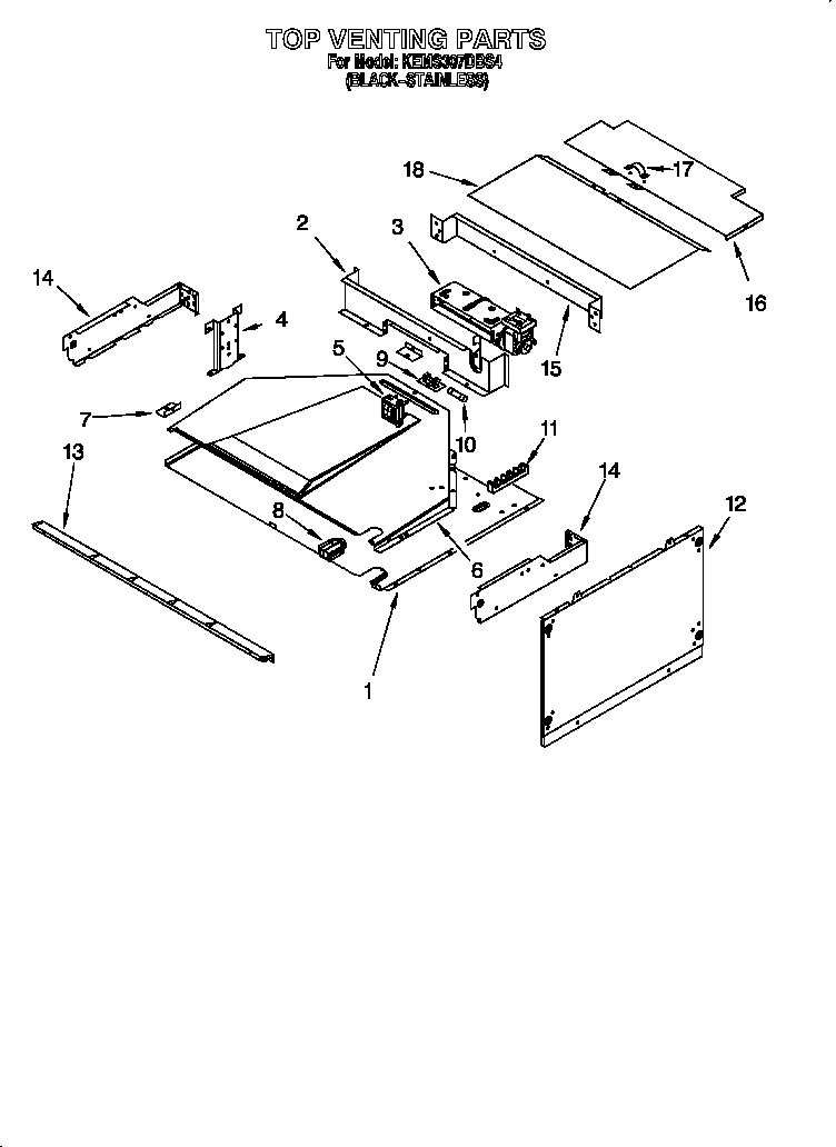 KitchenAid KEMS307DBS4 top venting diagram