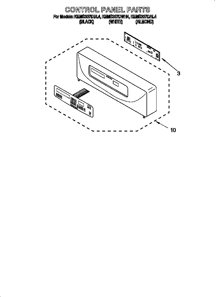 KitchenAid KEMS307DAL4 control panel diagram
