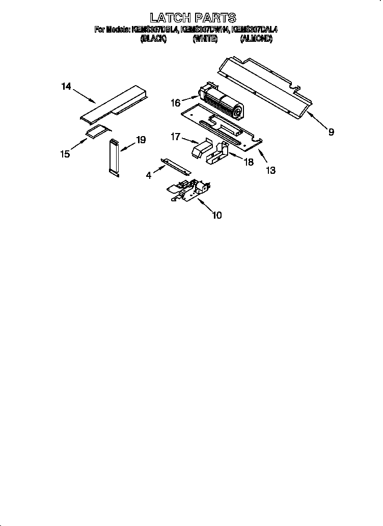 KitchenAid KEMS307DAL4 latch diagram