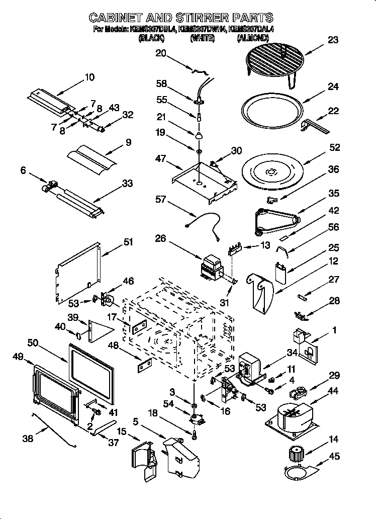 KitchenAid KEMS307DAL4 cabinet and stirrer diagram